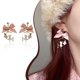 thumbnail image 3 of Pendientes pequeños con lazo rosa y flores, para mujer, 3 of 8