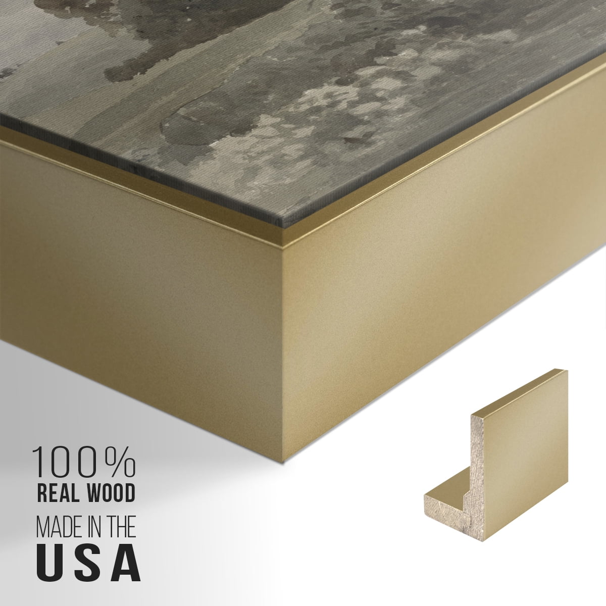 Vintage Landscape-XXXIX By Wexford Home Framed in Gold Wood Gallery Wrapped Canvas 27 in. x 41 in.