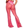 thumbnail image 2 of Kmbangi Femmes Évider Mesh Beach Pants Voir à Travers Fishnet Cover-up Pantalon Bikini Bas Rave Beachwear, 2 of 9