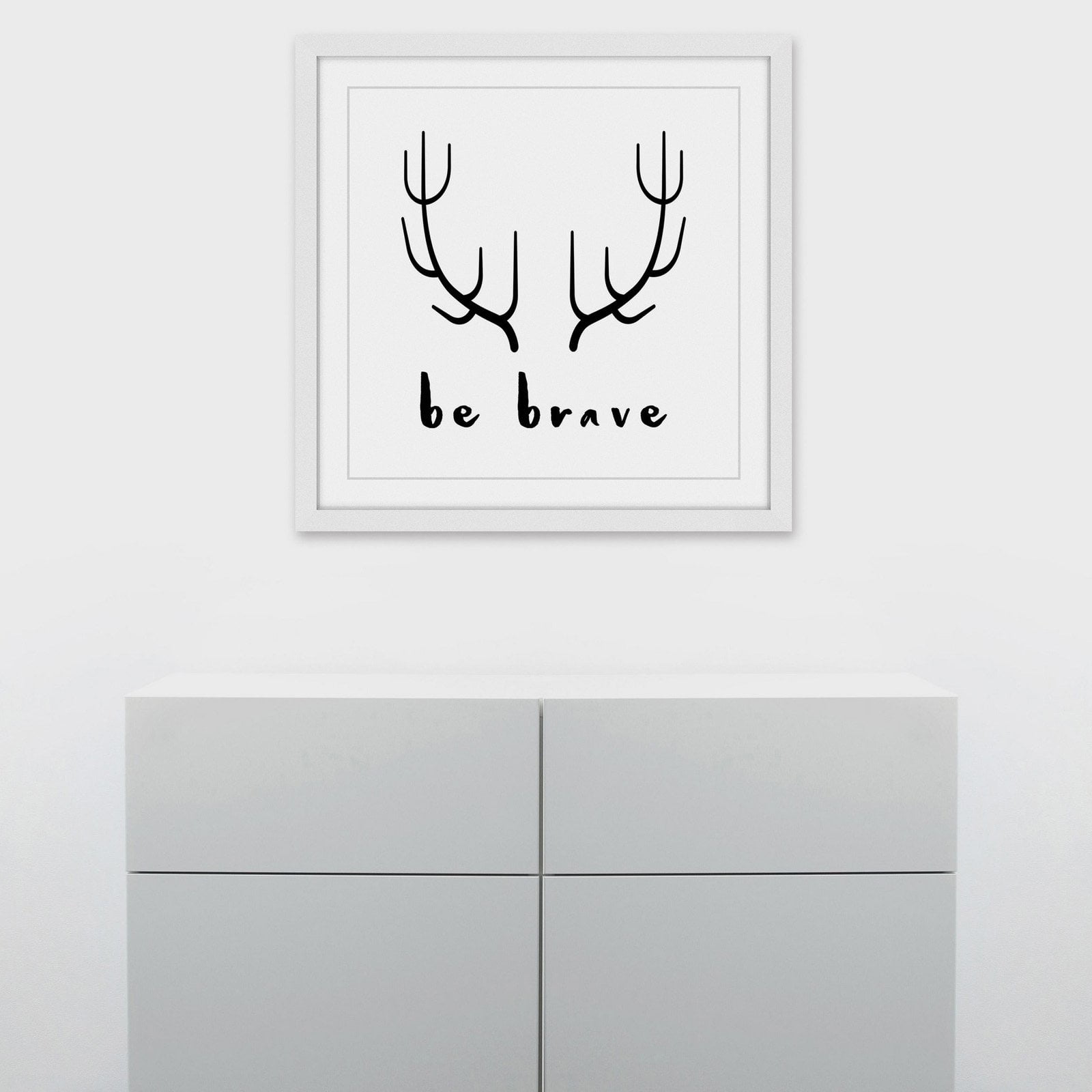 Marmont Hill "Brave Antlers" by Diana Alcala Framed Painting Print