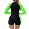 thumbnail image 6 of Alvivi Women Long Sleeve UPF 50+ Boyleg Swimsuit One Piece Shorty Wetsuit for Surf/Dive/Swim Black&Green L, 6 of 7
