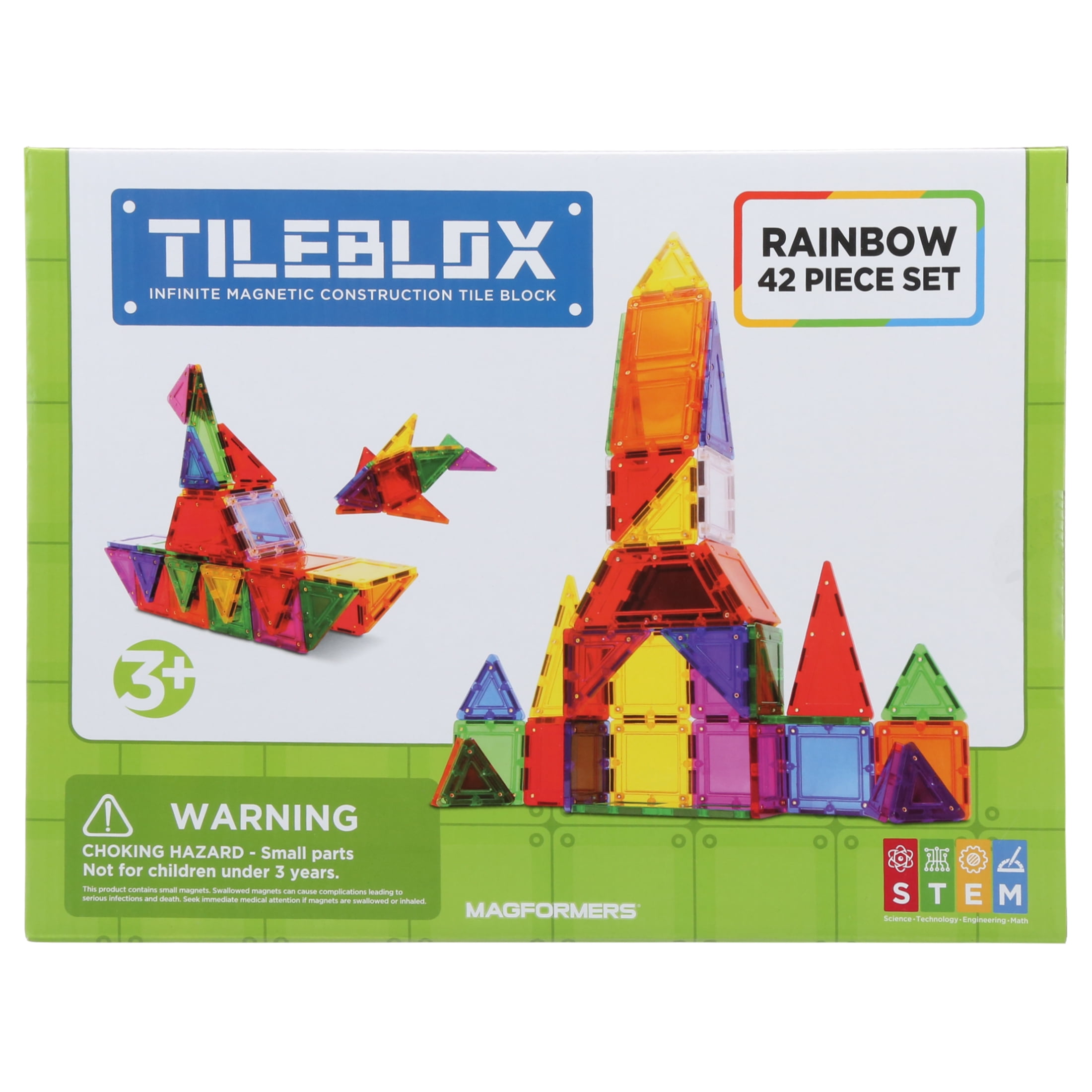 Tileblox Rainbow Multicolor Magnetic Tiles 42 Pieces