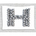 thumbnail image 1 of Letter H Tapestry, Soccer Balls Arrangement Game Day Theme Abstract Composition with Uppercase H, Wall Hanging for Bedroom Living Room Dorm Decor, 60W X 40L Inches, Black White, by Ambesonne, 1 of 2