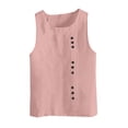 thumbnail image 2 of Womens Tank Tops, Womens Tank Top, Womens Solid Color Tank Top with Round Neck Faux Cotton and Linen Button Design and A Sense of Top with Round Neck Tank Tops, 2 of 4