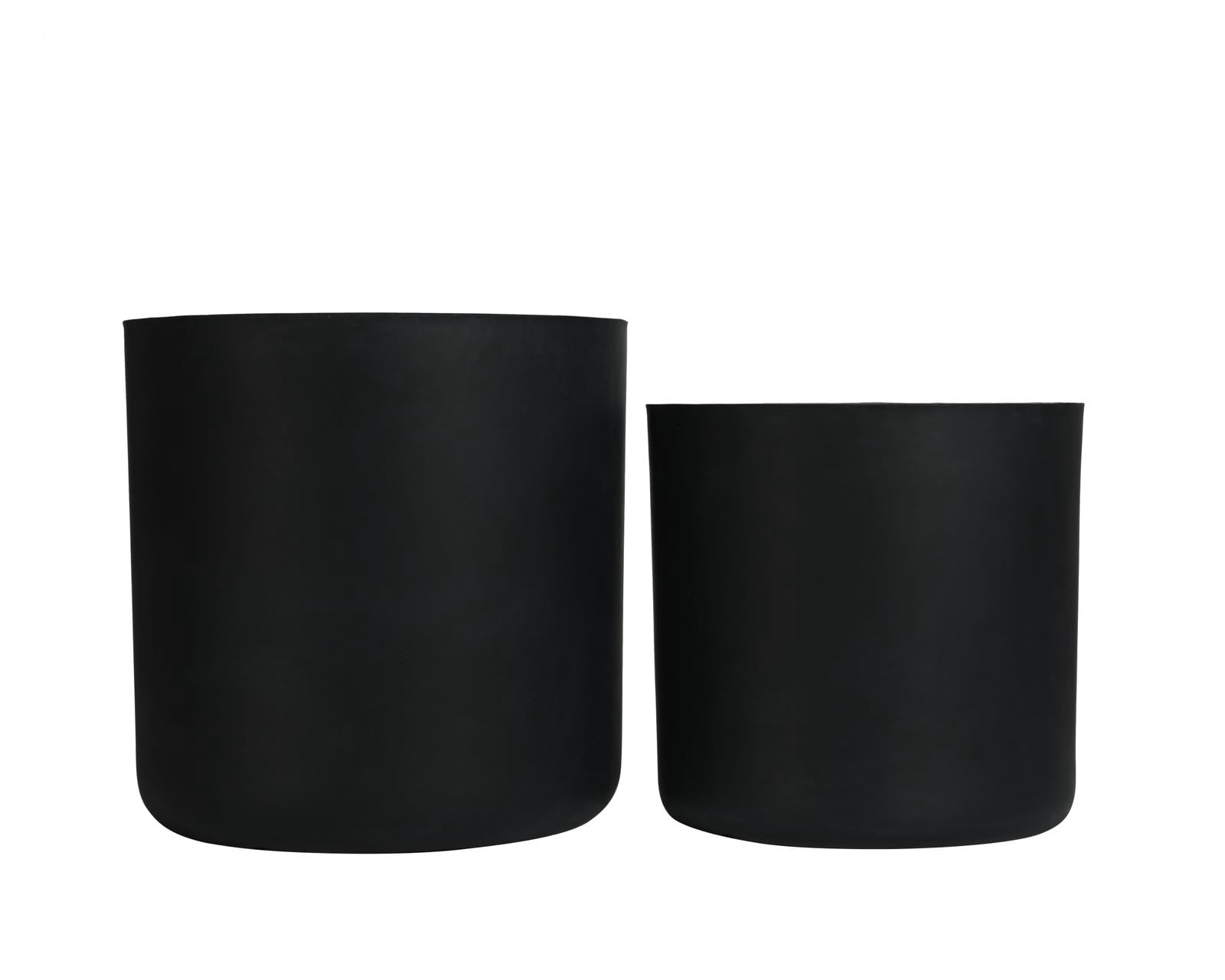 Concrete Planter, 2 Pack Round Flower Pot with Drainage Hole for Garden Balcony Patio Yard, Black