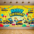 thumbnail image 6 of Colorful Construction Vehicle Themed Happy Birthday Backdrop Banner Party Decorations Background for Birthday Party Photography Props Kids Celebrations, 6 of 8