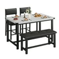 thumbnail image 1 of Yiwa 4-Piece Dining Table Set, Includes Kitchen Table, 2 Chairs and Upholstered Bench, Space-Saving for Small Apartments, Industrial Wood and Metal Design, 1 of 8