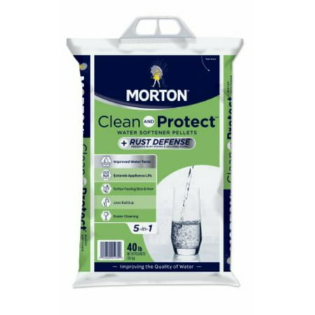 Morton F124700000g Clean & Protect / Rust Defense Water Softener Pellets, 40 Lb, Size: 40 lbs By Morton