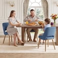 thumbnail image 3 of EOP Modern Dining Chairs Set of 6, Upholstered Dining Side Chairs with Solid Rubber Wood Legs, Open Back Design, Kitchen Dining Room Living Room Chairs with Curved Back, Blue, 3 of 11