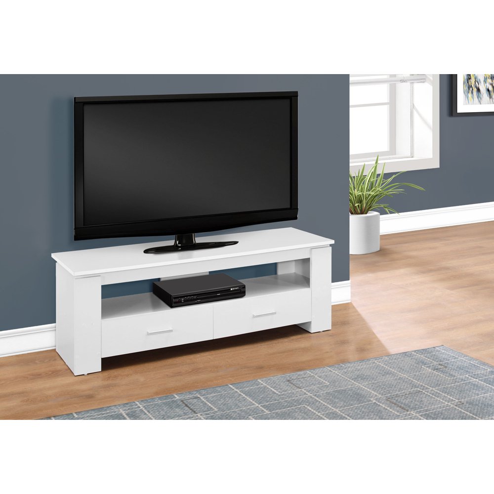 TV Stand 48"L / White With 2 Storage Drawers