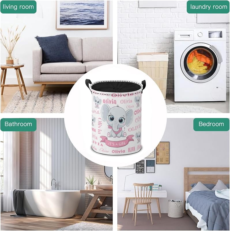 Custom Name Laundry Hamper Basket, Personalized Collapsible Portable Laundry Bag with Name, Storage Bins Baskets, Baby Boys Girls Laundry Basket,Toys Storage Basket, Gifts Basket, Bedroom Home Decor