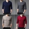 thumbnail image 4 of Suéter básico ajustado y cómodo de estilo clásico para hombre, suéter de punto fino de marca de otoño nuevo para hombre, suéteres informales de negocios con cuello en V, 4 of 5