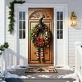 thumbnail image 6 of DAMAI Christmas Elf Door Cover 71x35 Inch Front Door Banner for Outdoor Indoor Decorations Large Holiday Wreath Backdrop with Striped Legs Candy Cane Accents Green Red Bow Party Decor, 6 of 6