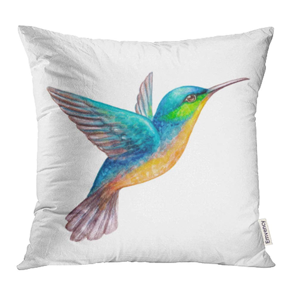 16x16 Multicolor Vintage Hummingbird Gift Retro Hummingbird Throw Pillow