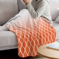 thumbnail image 3 of Orange Ombre Stripe Blanket Soft Cozy Warm Throw Blanket for Couch, Plush Fuzzy Flannel Fleece Blankets for Sofa, Modern Abstract Art Gradient Striped Bed Blankets Lightweight Gifts for Men, 50"x80", 3 of 9