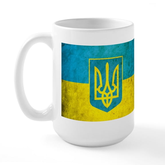 CafePress - Vintage Ukraine Flag Large Mug - 15 oz Ceramic Large White Novelty Mug