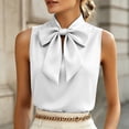 thumbnail image 5 of cocolona Summer Satin Tank Tops for Women Bow Neck Sleeveless Elegant Shirts Dressy Casual Solid Color Blouses, 5 of 5