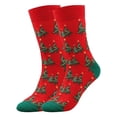 thumbnail image 2 of Bas Rouges Chaussettes de Noël pour Hommes Femmes Chaussettes Amusantes Mignonnes avec Motif Père Noël Renne Bonhomme de Neige Bonbon Chaussettes de Noël Originales, 2 of 6