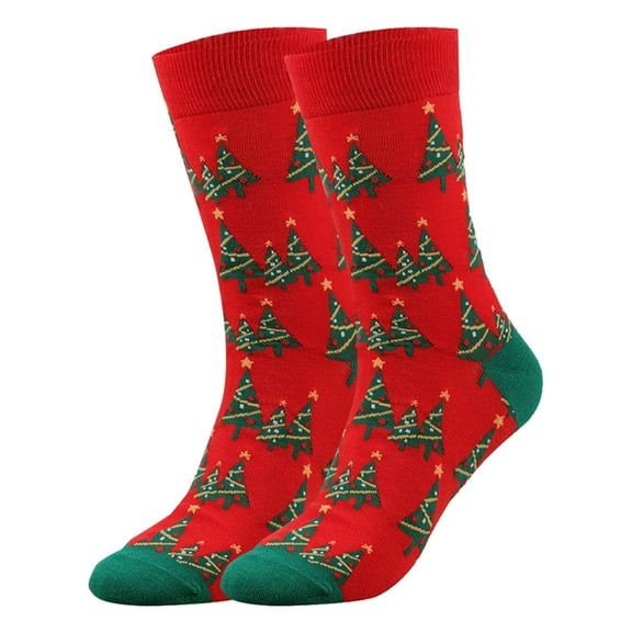 Women‘s Grip Socks Multi‑pattern Festive Cotton Ankle Socks Pilates Socks 3‑Pair Red