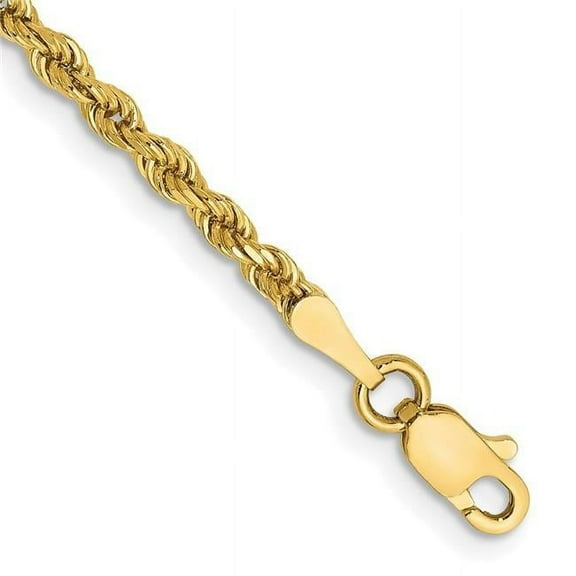 Finest Gold 10K Yellow Gold 2.5 mm Semi-Solid Diamond-Cut Rope Chain 7 in. Bracelet
