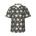 thumbnail image 4 of Wukai Daisies Flowers Men's Hawaiian Shirt Short Sleeve Casual Button Down Summer Beach Aloha Shirt Tropical Print Holiday Party, 4 of 8