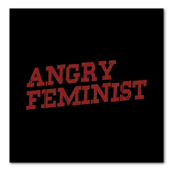 DistinctInk Custom Bumper Sticker - 6" x 6" Decorative Decal - Black Background - Angry Feminist