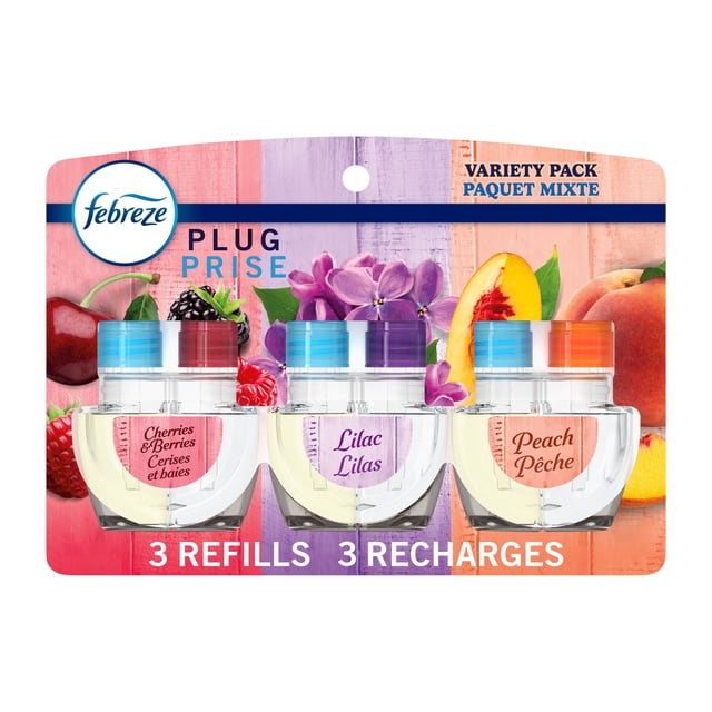 Febreze Plug In Air Freshener, Odour-Fighting Scented Oil Refill, Spring Scent Mix, 3 Refills