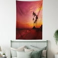 thumbnail image 4 of Ocean Tapestry, Exotic Beach Photo over the Ocean Fantastic Hawaii Palm Trees at Sunrise Summer Wonderland, Wall Hanging for Bedroom Living Room Dorm Decor, 60W X 80L Inches, Red, by Ambesonne, 4 of 5