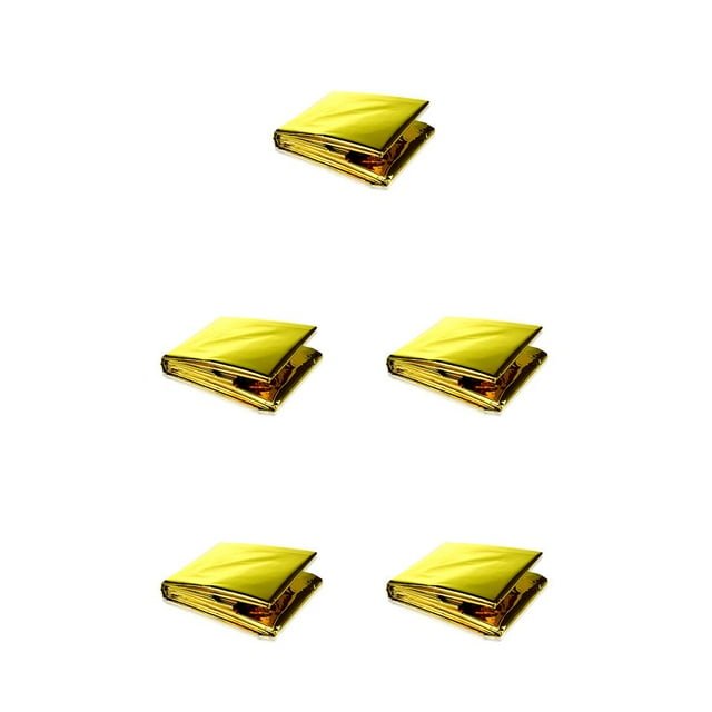 relayinert Couverture d'Urgence Extérieur Imperméable Coupe-Vent Survie Thermique Couverture Randonnée Réfléchissante Garde au Chaud Accessoire de Sommeil Or 140x210cm 5Ensemble