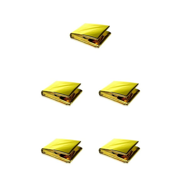 relayinert Couverture d'Urgence Extérieur Imperméable Coupe-Vent Survie Thermique Couverture Randonnée Réfléchissante Garde au Chaud Accessoire de Sommeil Or 140x210cm 5Ensemble