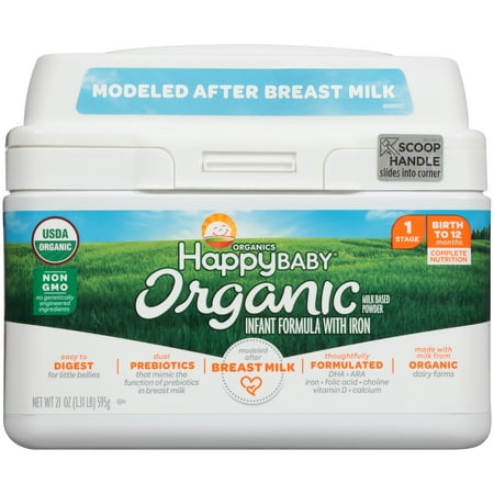 Happy Baby Organics Organic Stage 1 Milk Based Powder with Iron Infant Formula 21 oz.