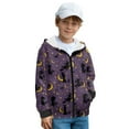 thumbnail image 3 of Xoenoiee Purple Witch Hat Moon Star Print Kids Halloween Sweatshirts Hoodies Boys Girls Full Zip Sweater Hooded Pullover Athletic Hoody Lightweight Spring Fall Outfits Tops with Pocket, 11-13 Years, 3 of 7