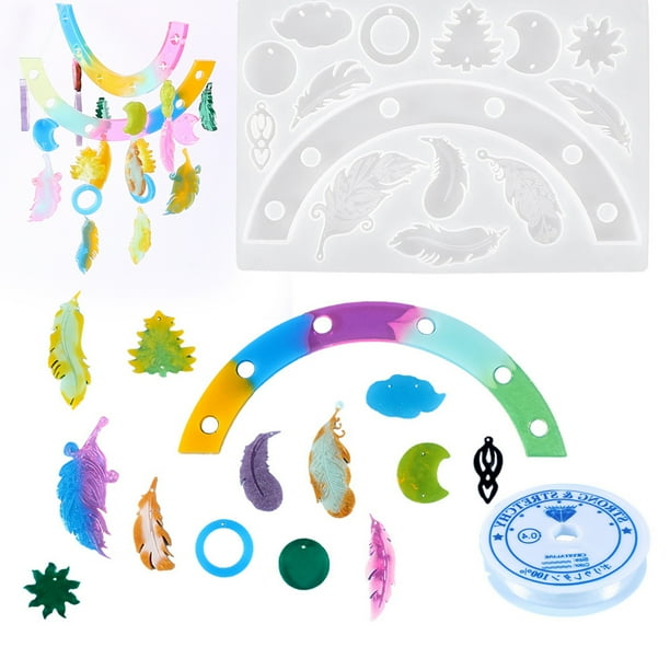 Bearachild DIY plumas campanas eólicas cristal resina viento carillón moldes superficie lisa fácil de desmoldar reutilizar pegamento caer molde Cocina y Comedor Bearachild HA060549-00