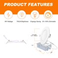 thumbnail image 3 of ULCCT Light 3CCT 4 Inch 9W 3000K 4000K 5000K Pot Lights, Dimmable 750LM LED Slim Recessed Lighting, 10 Pack, 3 of 6