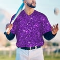 thumbnail image 4 of Fotbe Purple Glitter Baseball Jersey Shirt for Men and Women, Casual Short Sleeves Button Down T-Shirt-X-Large, 4 of 9