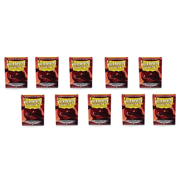10 Packs Dragon Shield Classic Crimson Standard Size 100 ct Card Sleeves Display Case