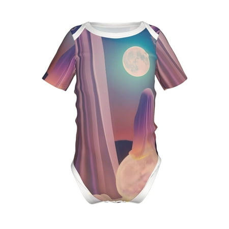 

Adobk Dreamy Moonlit Window Print Baby Climbing Clothes Jumpsuit Rompers Classic Rompers Child Short sleeve Bodysuits-3 Months