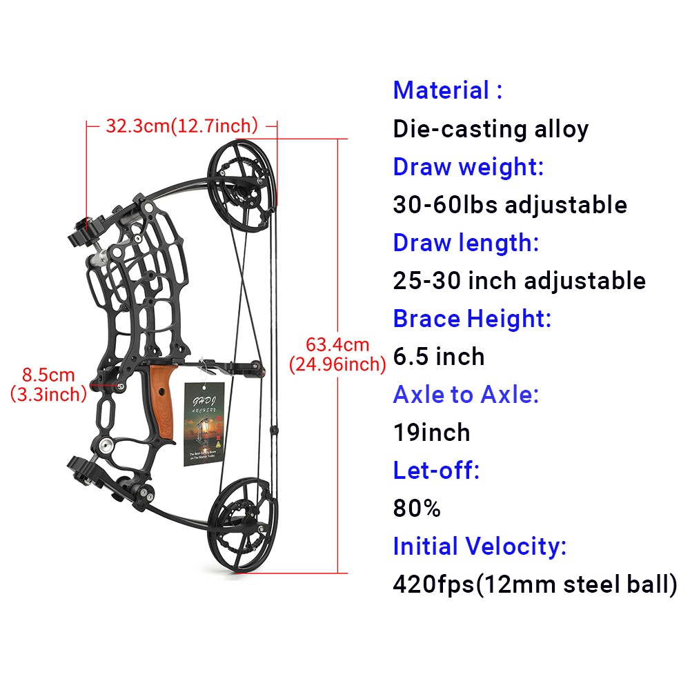 AMEYXGS Archery US Compound Bow Set 30-60lbs Steel Ball Arrows Dual-use