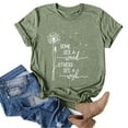 thumbnail image 2 of Oversized Tshirts for Women Casual Letter Print Short Sleeve Crew Neck Refreshing Breathable Resistant Daily Green Tank Tops Sizes XL, 2 of 4