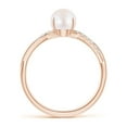 thumbnail image 2 of ANGARA Japanese Akoya Cultured Pearl Twist Shank Ring with Diamonds in 14K Rose Gold for Women | June Birthstone, Birthday, Anniversary, Jewelry Gift for Women | Pearl Ring, 2 of 8