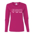 thumbnail image 2 of Eat Sleep Game Video Gamer Gift Fan Pop Culture Womens Graphic Long Sleeve T-Shirt, Fuschia, Small, 2 of 3
