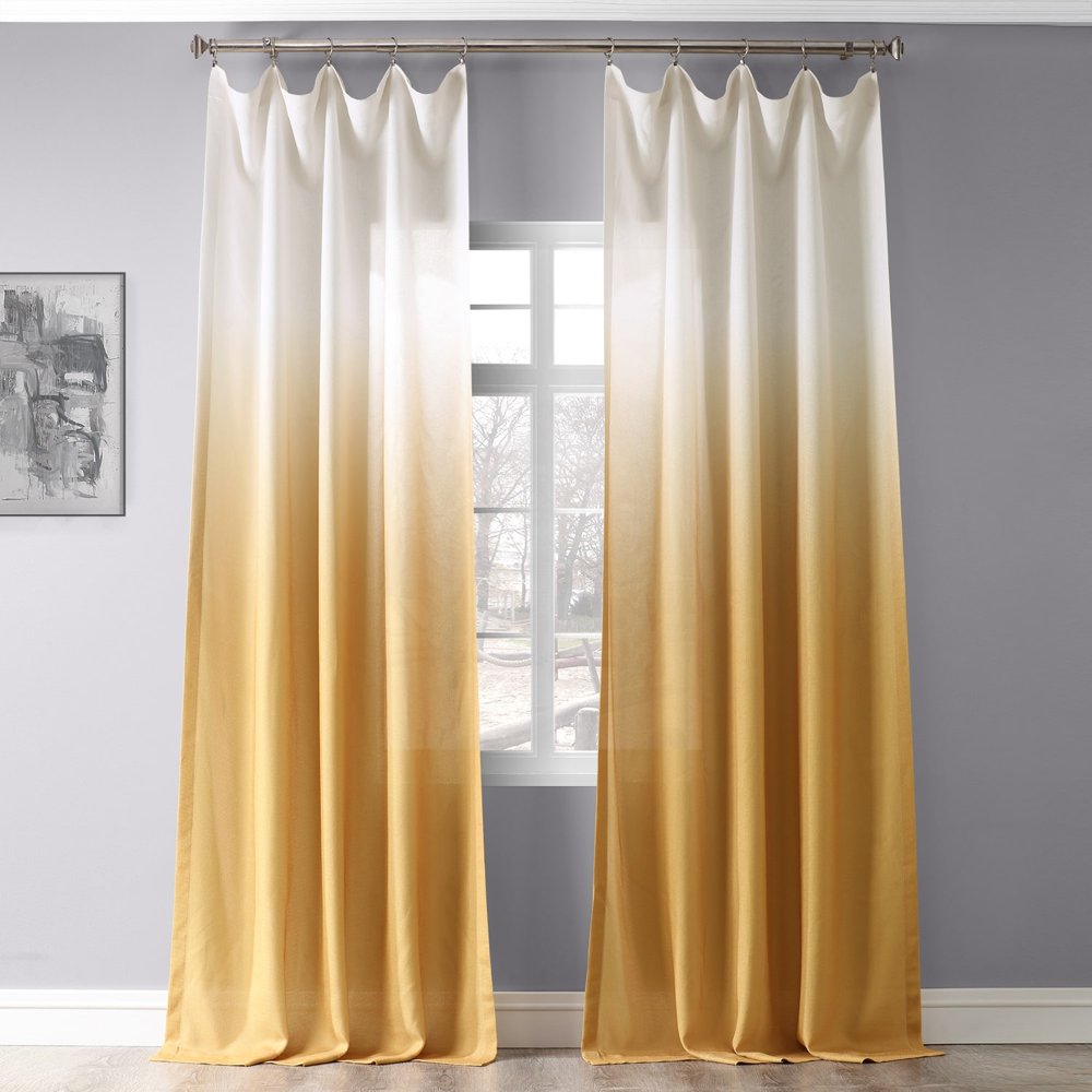 Exclusive Fabrics Ombre Faux Linen Semi Sheer Curtain