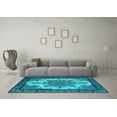 thumbnail image 3 of Ahgly Company Machine Washable Indoor Rectangle Oriental Turquoise Blue Industrial Area Rugs, 8' x 10', 3 of 4