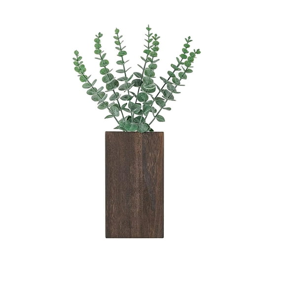 Wooden Wall Planter with Artificial Plants - Indoor Wooden Pocket Vase for Home Decor Office Display and Space-Saving Vertical Garden