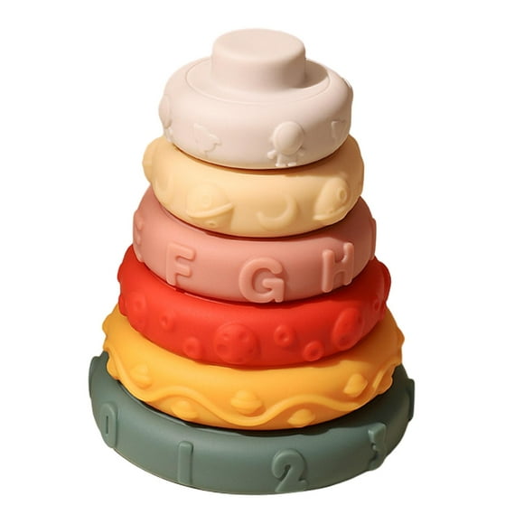 lionlar Silica Gel Stacking Rings Stacker Teether Hand-Eye Coordination Early Learning Green