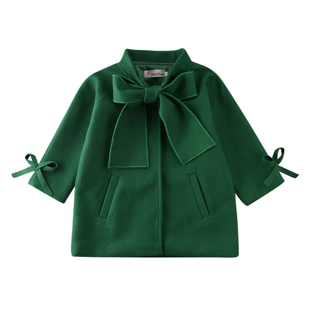 OUSITAID Toddler Baby Girls Winter Coats Warm Wool Bowknot Trench Coat Overcoat Girls Outwear Jacket Walmart