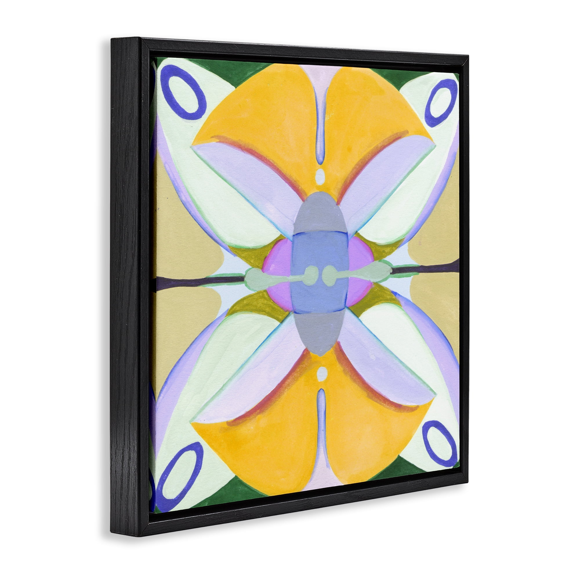 Stupell Industries Warm Revival Kaleidoscope Black Framed Floater Canvas Wall Art, design by Melissa Wang