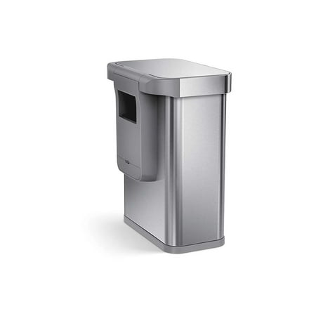 simplehuman 58 Liter Rectangular Sensor Can with Voice and Motion Control, Brushed Stainless Steel - Brushed Stainless Steel