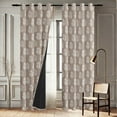 thumbnail image 4 of Vargottam Room Darkening Curtains - Lotus Bloom Pattern, Set of 2 Panels, 42" x 63" - Grommet-Top Blackout Window/Door Drapes for Bedroom, Nursery & Living Room - Beige, 4 of 9