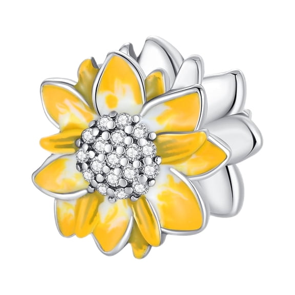 ROSIANNA 925 Sterling Silver Charm for Bracelets Sunflower Spacer Charms Women Bracelet Charm